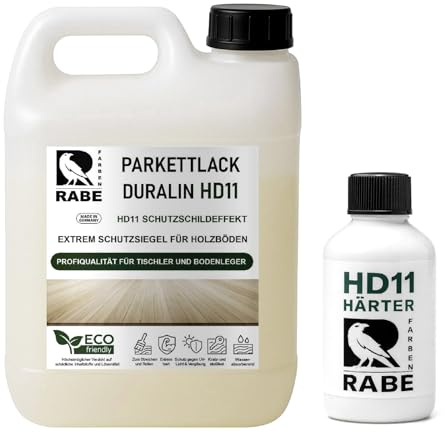 RABE 2K Parkettlack Treppenlack Matt DURALIN HD11- Holzlack Klarlack Haustier- Kratzfest Parkettsiegel Holzboden (1, Transparent, 2,75 Liter)