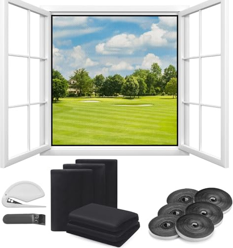 6 Pièces Moustiquaire Fenetre DIY, Insect Ecran 130 × 150 cm, Rideau anti Moustique Peut être Coupé, Rouleau Moustiquaire, pour Répulsif Contre Moustiques