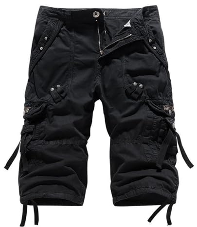 Arbeitshosen Männer 3/4 Arbeitshose Herren Kurz Dreiviertel Taktische Hose Kurze Cargo Hosen mit 6 Taschen Wandershorts Arbeitsshorts Outdoor Sporthose Cargohose Herrenhosen Sommerhosen