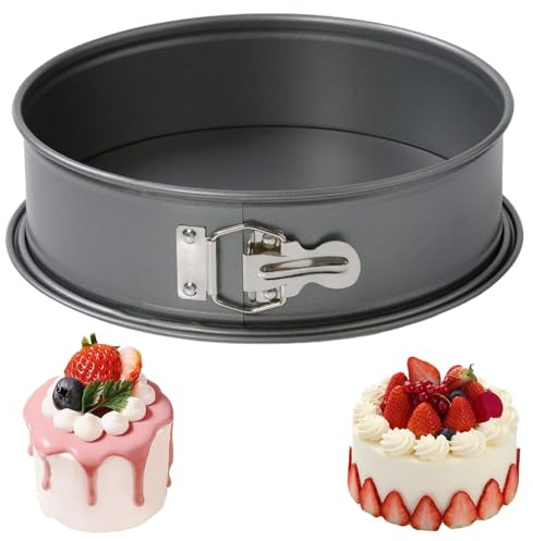 Generisch Teglia apribile rotonda da 22 cm, fondo piatto, stampo rotondo antiaderente, a prova di perdite, facile da chiudere, per feste di compleanni, matrimoni, Natale