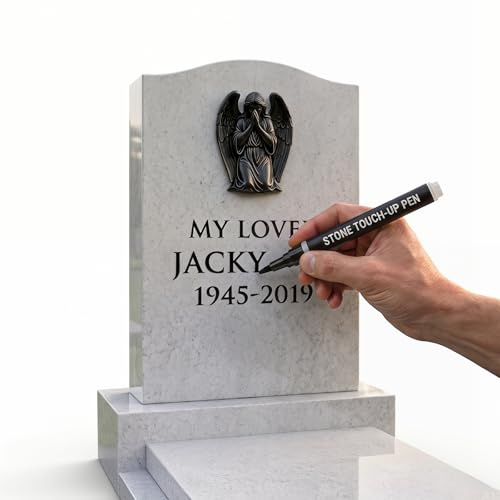 Whaikin Tombstone Marker Pen, Waterproof Stone Touch-Up Marker for Faded Grave Inscriptions, Strong Coverage Permanent Paint Pen for Gravestone Lettering & Memorial Monument Repair (Black)