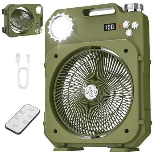 WIWOLER Ventilador de Mesa Oscilante Retro, Ventilador Recargable USB 5400mAh con Control Remoto y Temporizador 1-12H, Ventilador Mesa Oficina con Oscilación Automática para Hogar y Oficina