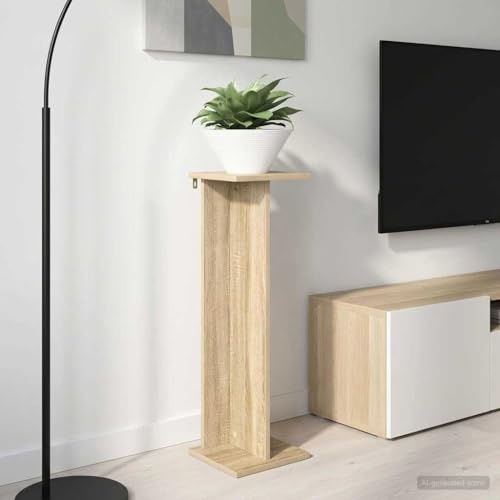 Ordellia Soporte para plantas de madera de roble Sonoma, 25 x 25,5 x 80,5 cm, soporte para flores, estante para plantas, escaleras de plantas, escaleras para plantas, soporte para salón, interior