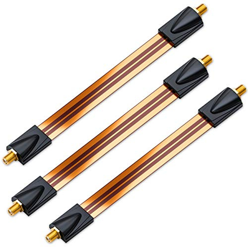 deleyCON 3x Fönstergenomföring för SAT‑kabel - 26cm Total Längd Varav 17cm Flexibel - för Fönster & Dörrar - Guldpläterad, Extra Platt, Skärmad och med Klisterpads - Koppar
