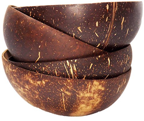 Copaya - Original Coconut Bowl - Bol 100 % naturel en noix de coco - Multi-usage - Alimentaire - Idéal pour vos smoothies, Buddha bowls ou Bali bowls - Végétalien , Smooth (Poliert), Lot de 4