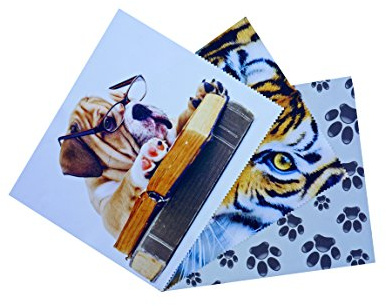 GoOpticians Microfiber Glasses Spectacle Phone Lens Screen Cleaning Cloths Cute Animals Bulldog Tiger Paws X 3 Microfibre