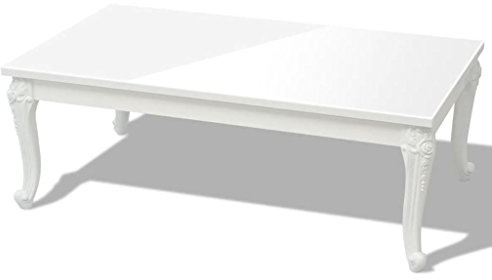 Festnight Hochglanz Couchtisch Kaffeetisch Rechteckige Wohnzimmertisch Tisch Sofatisch als Beistelltisch 120 x 70 x 42 cm Hochglanz-Weiß