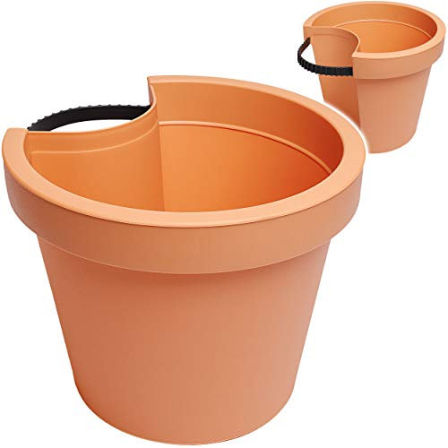 alles-meine.de GmbH 3 Stück Rohr & Stangen - Blumenkästen - terrakotta - braun/Caramel - RUND - 24 cm - Regenrohr/Fallrohr - Pflanzgefäß - Geländer/Zaun - Blumentöpfe/P..