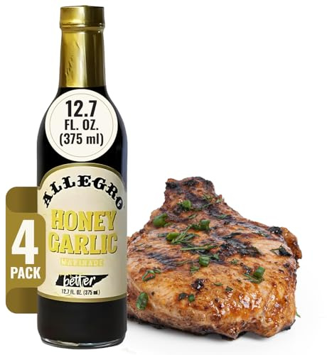 ALLEGRO - The Marinate Everything Marinades | Perfect Marinades for Meat & Veggies | Marinade for Grilling, Roasting & Cooking | Versatile, Flavorful & Easy to Use | 12.7 Oz (Pack of 4) - Honey Garlic