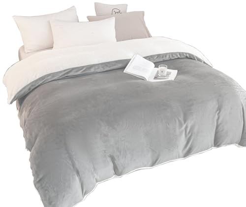 Wiliharui Espesar Franela Juego De Funda,Invierno Mantener Caliente Funda Gris Funda De Edredón,180x200cm