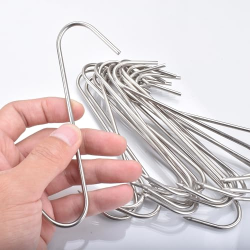 Alele 20Pcs Meat Hooks 6 Inches, Stainless Steel Lightweight Hook for Meat Processing Hanging Smoking