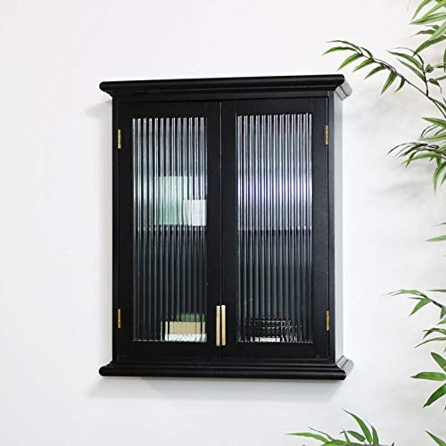 Melody Maison Black Reeded Glass Wall Cabinet