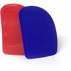 Set of 2 Dough Scrapers Bowl Scraper Food Safe Plastic Pastry Bread Dough Cutter Baking Tools (Red and Blue colour) Size 85 x 120 mm