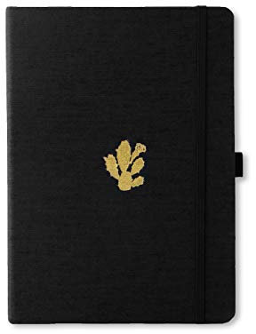 Dingbats* Pro B5 Großes Notizbuch Gepunktet - Journal Mit Schwarzem Textilcover, Fadenheftung Für Arbeit, Reisen - Elastischer Verschluss, Stifthalter