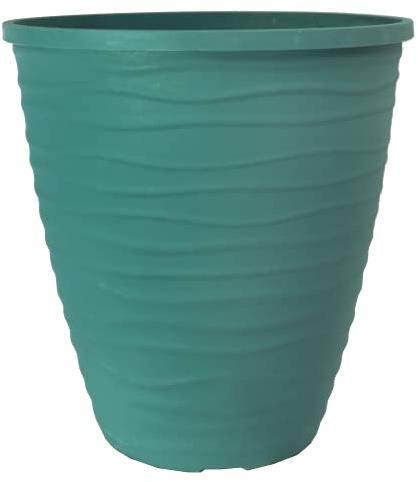 Muddy Hands Eco Friendly Flow Lagoon Teal Planter Pot – Recycled Plastic Indoor Outdoor Garden Flower Vegetable & Tree Planter with Drainage Holes (17 Litre Pot)