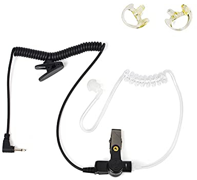 UAYESOK Receiver/Listen Only 2,5-mm-Überwachungs-Headset-Ohrhörer mit Air Covert Acoustic Coil Tube und einem Paar mittlerer Otoplastik für Kenwood Motorola Yaesu 2-Wege-Funkgerät