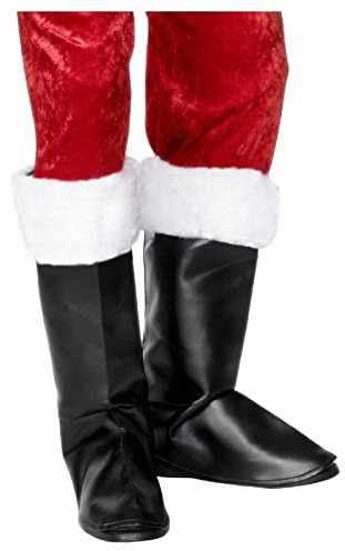 MIMIKRY Weihnachtsmann Stiefelstulpen Kunstleder Schwarz Fell Weiß Nikolaus Santa Claus Weihnachten Überzieher
