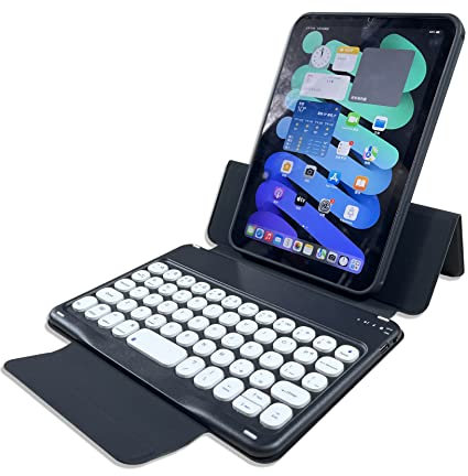 Bueuwe Funda con Teclado para iPad Mini de 6.ª generación de 8,3 Pulgadas, Funda magnética con Funda Blanda Transparente, Teclado Desmontable,Negro