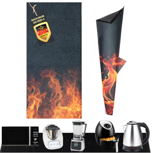FireMat TÜV bescheinigt Feuerfeste Unterlage für Küchengeräte – feuerfeste Unterlage für Kaffeemaschinen, Wasserkocher, Hitzebeständig Brandschutz Unterlage (Silk Edition 50x40cm)