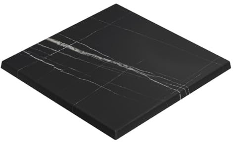 WERZA | Werzalit Tischplatte | Schwarz Marmor | B:T 60 x 60 cm | Topalit Gartentischplatte | Perfekt für klappbare Gartentisch, Esstisch | Wasserfest | Restaurant, Cafe, Bar | Indoor und Outdoor