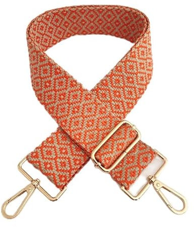 Verstellbarer Schultergurt Bunter Handtaschen Schulterriemen 5CM Breit Taschenriemen Umhängegurt Tragegurt DIY Zubehör für Tasche Schultertasche mit Karabiner Gold für Damen Herren 75-130cm,Orange