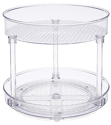 Amazon Basics Organizador de 2 bandejas giratorias, transparente, 22,9 cm de diámetro y 2 capas