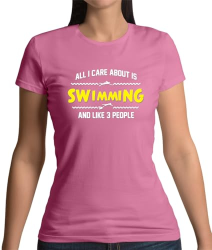 Dressdown All I Care About is Swimming and Like 3 People - Womens Crewneck T-Shirt - Azalea - XL