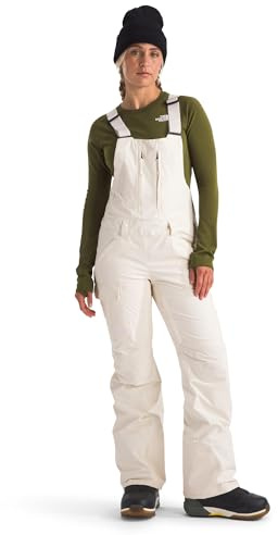The North Face Women's Freedom Bib (Standard & Plus Size) | Waterproof, Built-in Gaiter, Mesh Lined Breathabitlity, White Dune, Large Regular