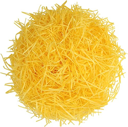 Wgudzpj Relleno de papel triturado de corte arrugado de Pascua, papel triturado para cestas de regalo, papel arrugado para envolver regalos (amarillo)