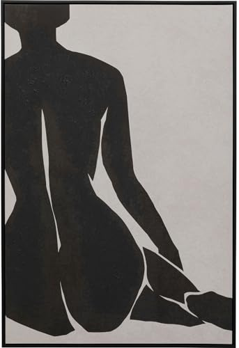 Kare Design Leinwandbild Nude Lady, Schwarz/Weiß, Wandbild, Bild mit Rahmen, hangemalte Details, Abstrakt, Modern, Wohnzimmer, Schlafzimmer, Flur, 113x73 cm (L/B)