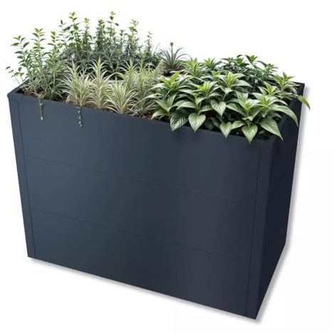 Metzler Hochbeet für den Garten oder Balkon – Stahl in Anthrazit | Witterungsbeständiges Metall-Gartenbeet, Pflanzenbeet, Blumenhochbeet | 100 x 50 x 77 cm