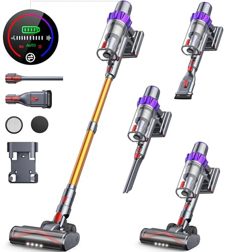 Buture Pro Akku Staubsauger, Selbststehend Staubsauger Kabellos mit Automodus,Touchscreen,55 Min.Lange Laufzeit.1,5L Staubbehälter,Anti-Tangle-Burste für Tierhaare/Teppich/Hartböden