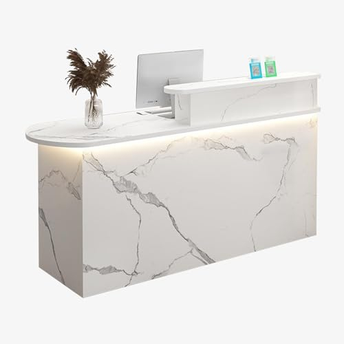 GAOXIAO Empfangstheke Stilvoller, Kassentheke Klein, Rezeptionstresen Schön mit Abschließbarer Schublade und Licht, Rezeption Schreibtisch für Schönheits Nagelstudio Büro D 80 cm