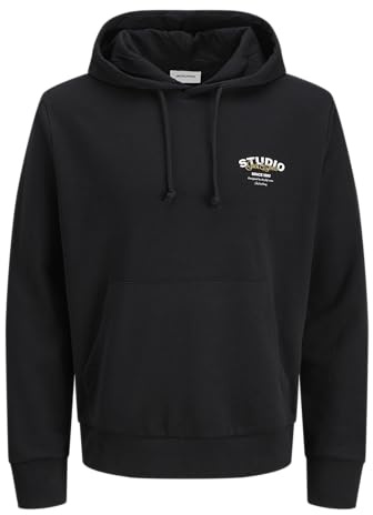 JACK & JONES Sudadera con Capucha para Hombre Jjyuki BF, Negro, M