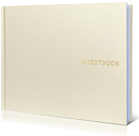 WeddingGiftsWedding Elegant Linen Wedding Guest Book | Polaroid Guest Book for Wedding Reception,Baby Shower,Bridal Shower - 100 Blank Pages for Sign in and Photos (A-Cream)