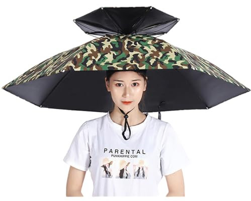 Vllentin Chapeau Parapluie,Chapeau Parapluie De Tete Adulte,Chapeau de Parapluie de Pêche,Parapluie Parasols Chapeau,Jardinage Parapluies Chapeau,Pliable,pour Pêche,Jardinage,Photographie,Camping