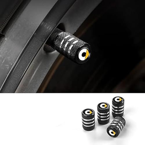 IUYTGTR 4 Stück Auto Ventilkappen, für Smart Roadster Coupe Leuchtende Reifenkappen, Mit Beschriftung Ventilkappen Auto Reifen Staubkappen,normal-Black