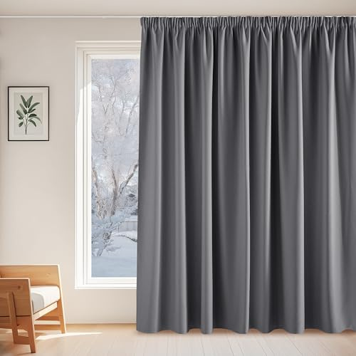 PONY DANCE Tenda Oscurante da Interno 1 Pezzo L300 x A260 cm Tende Termiche Isolanti con Fettuccia Metodi di Sospensione Multipli Divisione Moderne per Soggiorno e Camera da Letto, Grigio