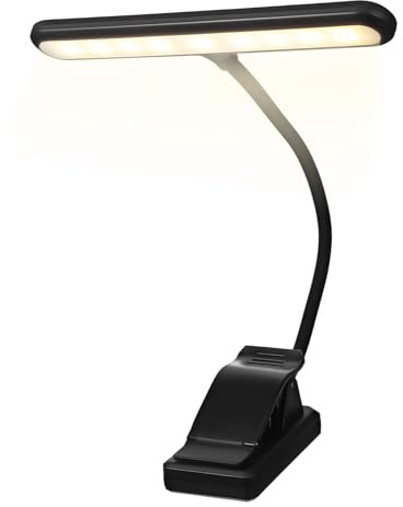 Yardwe USB Leselampe Xy-2069 mit 27 Leds und 6 Stufen, Akkuanzeige | Schwarz, Kunststoffgehäuse, 1000 Mah Akku, Clip On Design für Bett und Schreibtisch
