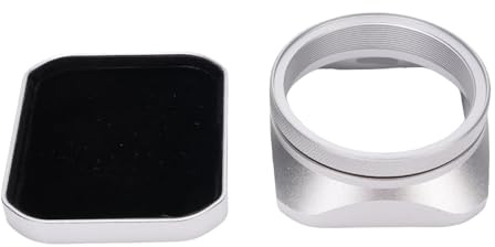 Metal Square Camera Lens Hood Shade with Cap for X100VI X100V X100F X100T X100S X70 No Adapter Rings Needed Matte Coating Finish Smart Realignment Technology (Silver)