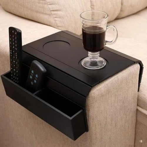 Orivin Bandeja Para Reposabrazos De Sofá, Mesa Plegable De Madera, Ecológica, Portavasos, Mesa Con Reposabrazos Para Bebidas Y Refrigerios.
