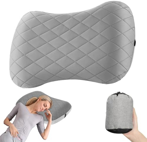 Zyluniy Cuscino Gonfiabile da Viaggio Ultraleggero con Sacca di Trasporto, Cuscino Ergonomico per Campeggio, Spiaggia, Trekking e Trasporti - Compatto e Confortevole