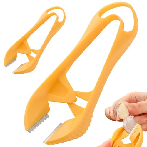Pelador de ajo rápido y portátil, herramienta para quitar la piel, pinzas manuales con agujero para colgar, utensilio de cocina fácil de usar para cocinar (2 unidades)