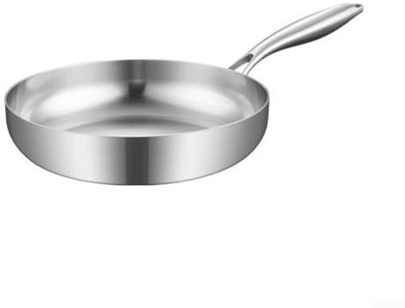 Padella in acciaio inox, 1 pezzo in acciaio inox 304 con fondo piatto, calore veloce e uniforme, padella, pentole a induzione, padelle per pancake e bistecche