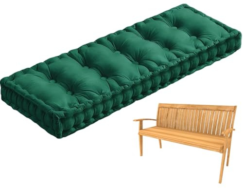 Cojín de banco de terciopelo suave con asa, 110 x 50 cm, color verde, para exteriores e interiores, para muebles de jardín, alféizar de ventana, terraza, cómoda almohada de sofá para decoración del