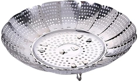 OEBUAFI Cesta Vaporera Plegable, Cesta Vaporera de Verduras de Acero Inoxidable, con Orificios de Drenaje para Cocinar, para Ollas y Sartenes, Práctica y que Ahorra Espacio (talla pequeña)