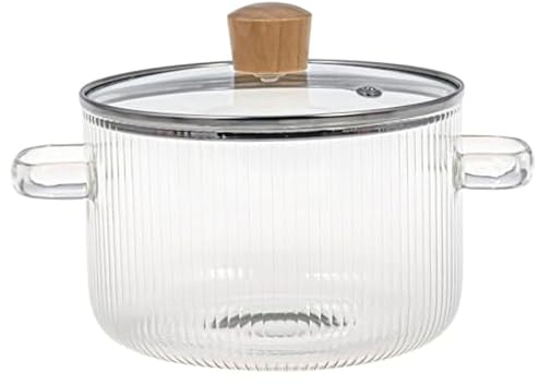 Glas- Suppentopf Simmertopf 1.6L/54Oz Glastopf Kochtopf mit Doppelgriff und Deckel Hochtemperaturbeständiger Aus Borosilikatglas antihaftbeschichtet Kochtöpfe Für Suppen Eintöpfe Ramen Und Babynahrung