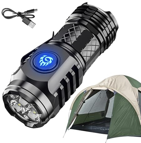 Three-Eyed M-onster Flashlight - LED Torch Rechargeable, Waterproof Pocket Flashlight, Portable Pocket Compact Torch for/Camping/Hunting