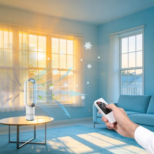 Vortex Air Pro Plus Bladeless Fan, Vortex Fan Heater and Cooler with Remote Control, 10 Speed Quiet Airflow, 4 Modes, 15 Min–9 Hrs Timer, 90° Oscillation, Heats up to 35°c, Plasma Function，cold-a