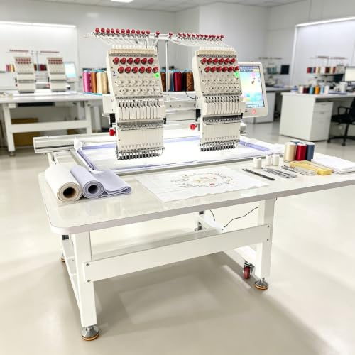 Hocheffiziente 2-Kopf-Computer-Stickmaschine, automatisch, intelligent, 25,4 cm (10 Zoll) Touchscreen, Flach- und Kappen-Stickmaschine für Bekleidungsfabriken